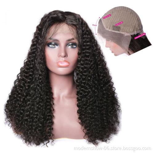 Factory Wholesale Human Hair Curly Wave 180 density Full Lace Wig Natural Hairline With Baby Hair